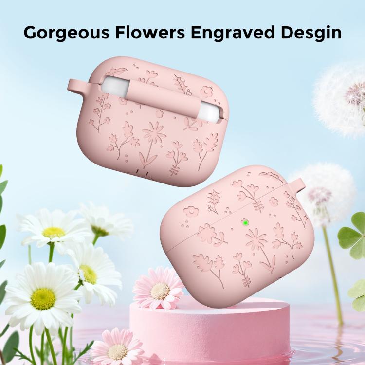Funda de silicona con grabado floral AhaStyle WG186 para AirPods Pro 3