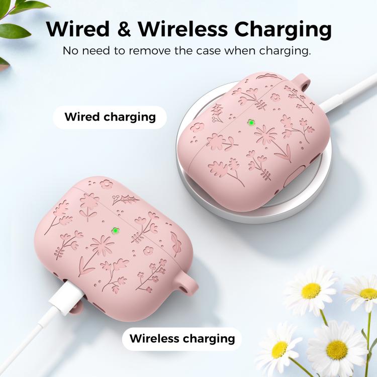 Funda de silicona con grabado floral AhaStyle WG186 para AirPods Pro 3
