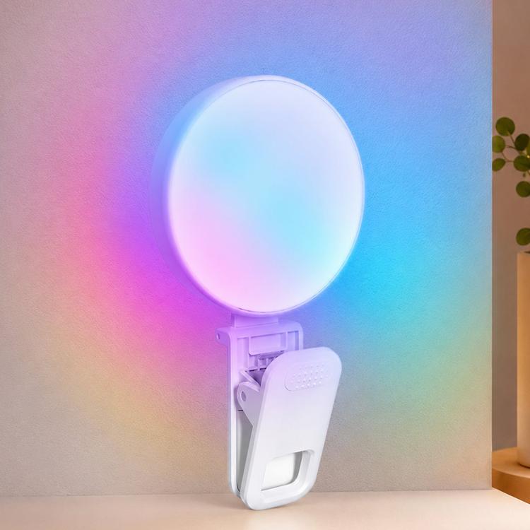 Luz de bolsillo recargable M81 con clip para teléfono, ideal para vídeos, vlogs y selfies., Three Color Temperatures, Three Color Temperatures+Full RGB Color