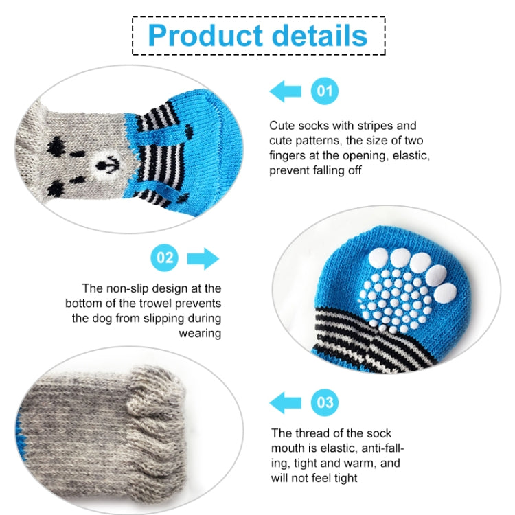 2 pares de calcetines antideslizantes de punto para mascotas, lindos cachorros y perros, S, M, L
