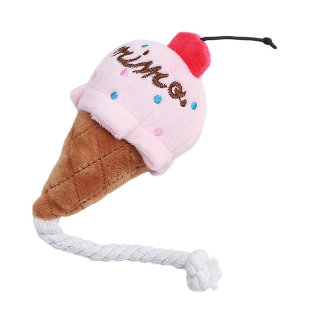2 uds. Juguete chirriante de felpa para perros, juguetes para masticar helados para gatos y mascotas